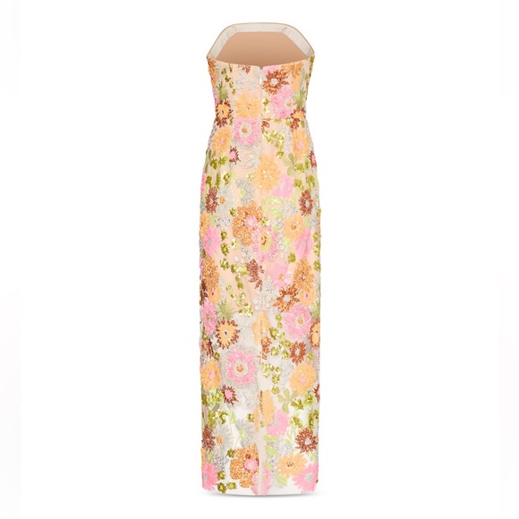Milly Strapless Floral Sequin Maxi Dress Size 4 NWT Multicolor Evening Gown - Picture 3 of 3
